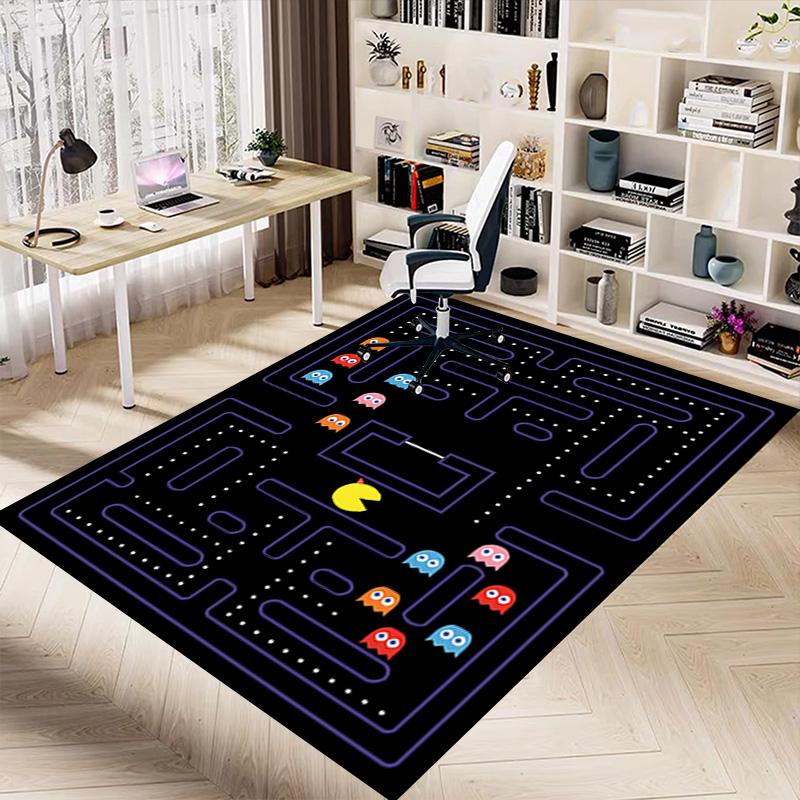 1pc Pacman Maze Adventure Carpet for Playroom Bedroom Living Room Sofa Home Decor,kids Game Area Rug Non-slip Floor Mat Y730140