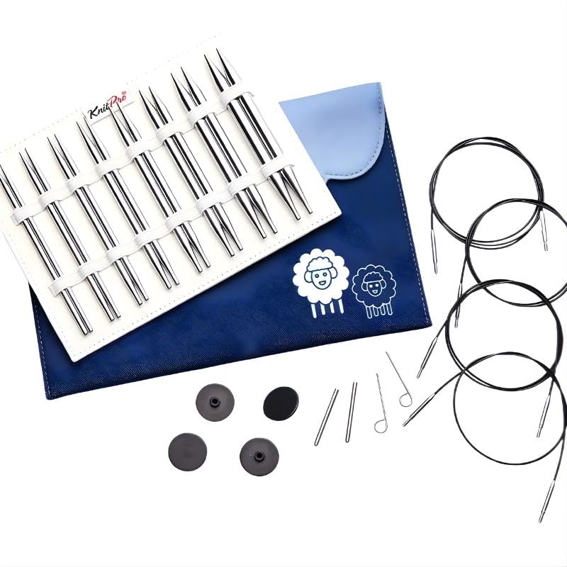

KnitPro Nova 5-inch (13cm) 8-Size Interchangeable Circular Needles Deluxe Set, KnitPro Nova Metal 10616, High-Quality Knitting Needles for Crafts