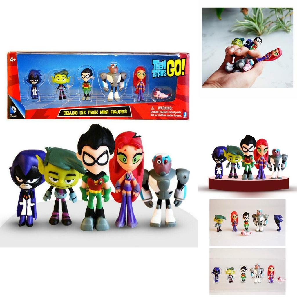 Vibrant Teen Titans Go Figure Set Featuring Robin Raven Beast Boy Starfire Collectibles