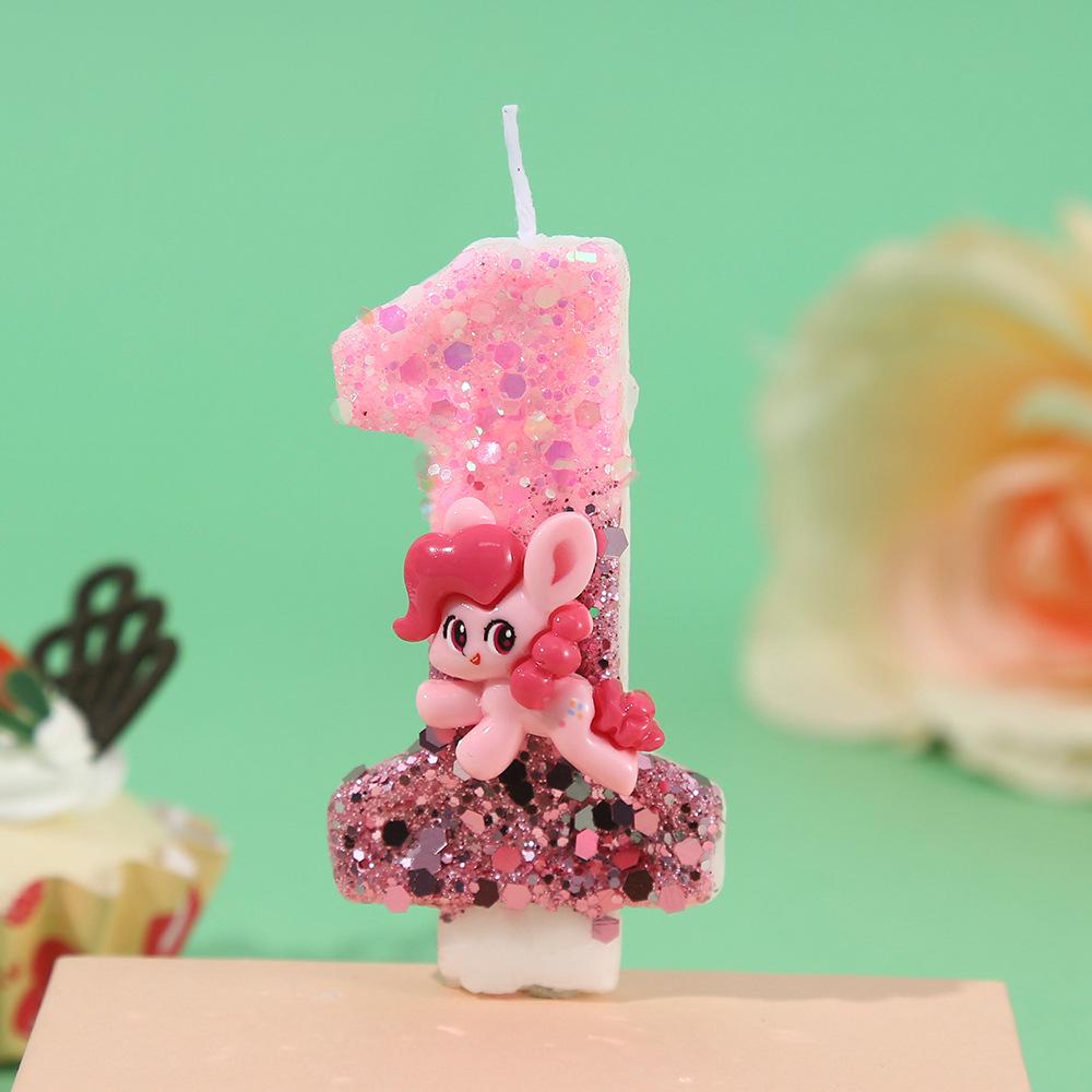 My Little Pony Glitter Birthday Cake Candles - Colorful & Creative for Baby's First Celebration