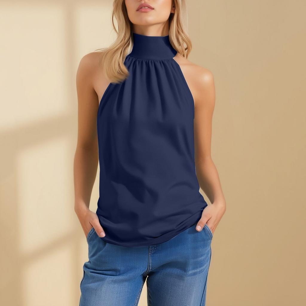 Modisches und lässiges ärmelloses einfarbiges sexy rückenfreies Top für Damen