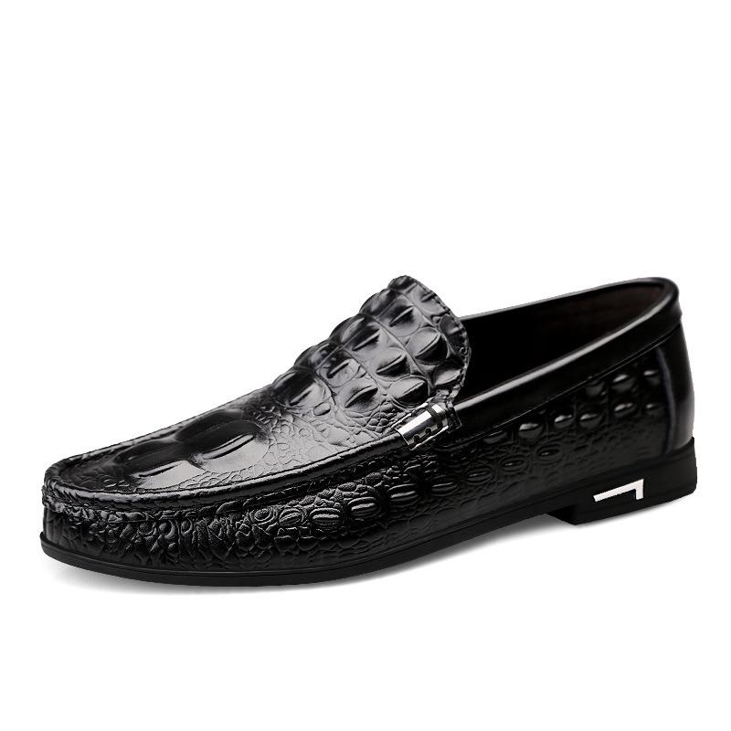 Men s Breathable Leather Slip-on Loafers - Lightweight, Easy-on, Casual Large Size Shoes 38 чёрный