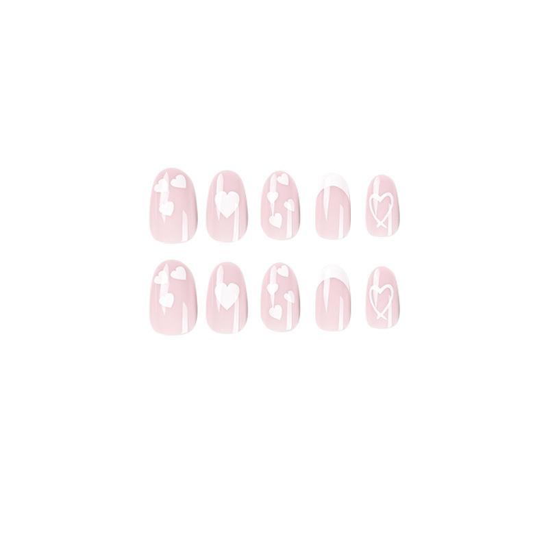 Nail Valentine's Day Manicure French White Edge Love Manicure Piece Manicure Fake Nail