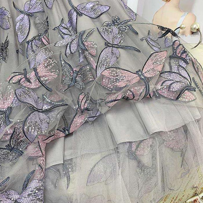 Women Spring Fall High Waist All Match Butterfly Mesh A Line Skirt