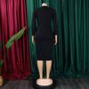Women Elegant Office Long Sleeve High Waist Solid Bodycon Pencil Midi Dress