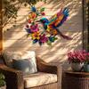 2D Flat Hummingbird Blooming Metal Wall Decoration Colorful Hummingbird Flower Background Ornament Bird Floral Wall Art Decor