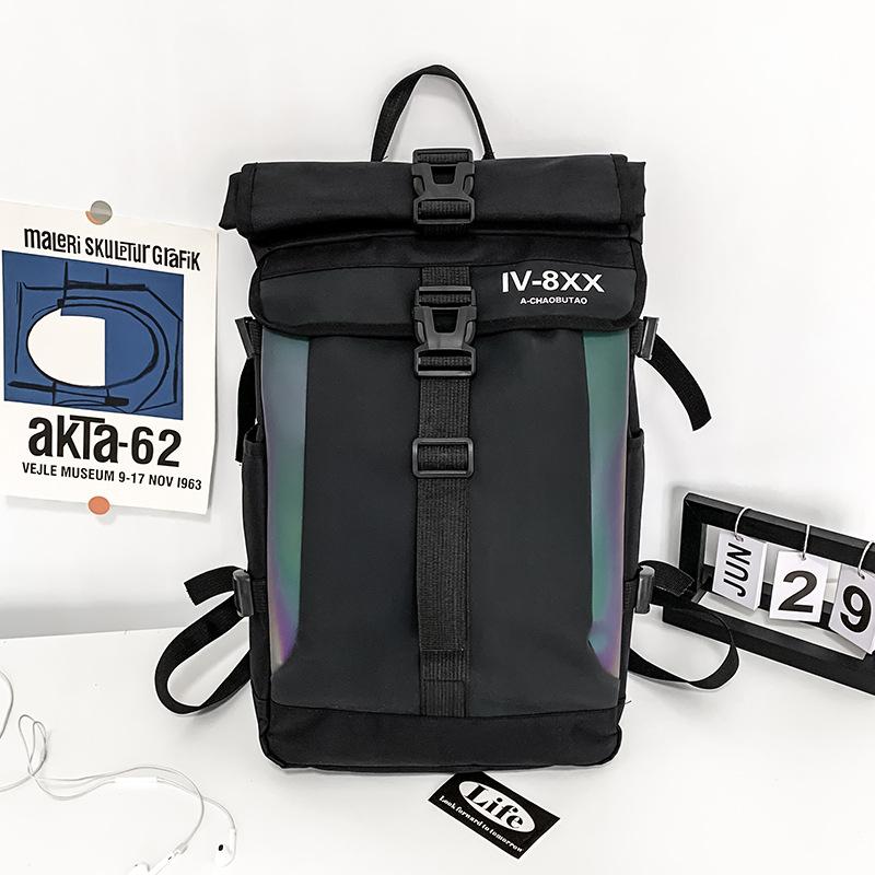 

School bag ins Japanese street tide brand sports reflective backpack male college student large-capacity travel backpack tide
