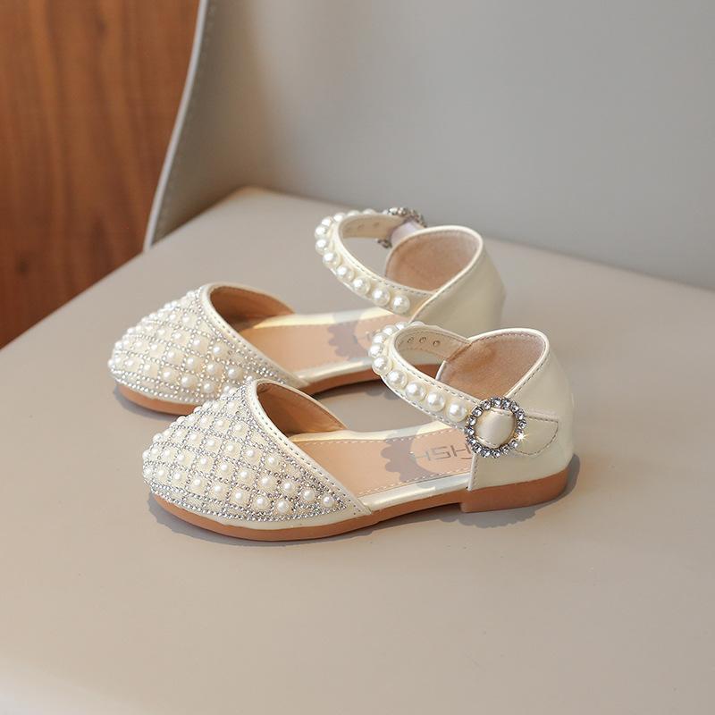 Girls' Leather Shoes, Children's Crystal Shoes, Spring-summer New Style Little Girls' Princess Shoes, Fashionable Sparkling Rhinestone Dance Shoes