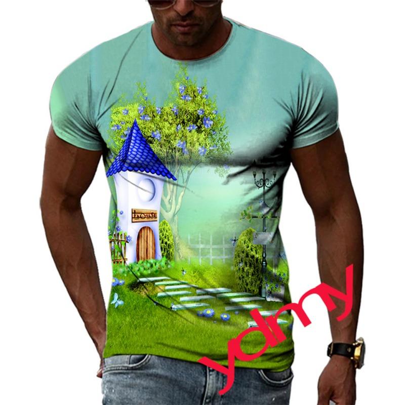 

Летняя волна мода сказочные картинки мужские футболки повседневные 3D принты футболки хип-хоп личность круглый вырез короткий рукав топы S