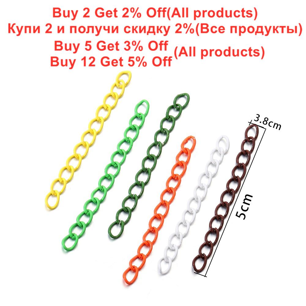 30Pcs/Lot 50mm Colourful Necklace Extension Chain Bulk Bracelet Extended Chains Tail Extender for DIY Jewelry Making Supplies