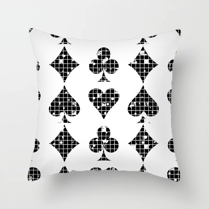 Juste de coussin carrée avec motif de poker, décoration de luxe pour la maison, accessoires magiques, cœur noir, bureau, canapé, voiture