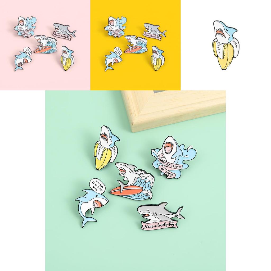 Stylish Shark Colorful Series Brooch Animal Shaped Lapel Pin For Unique Accessories Fashionable