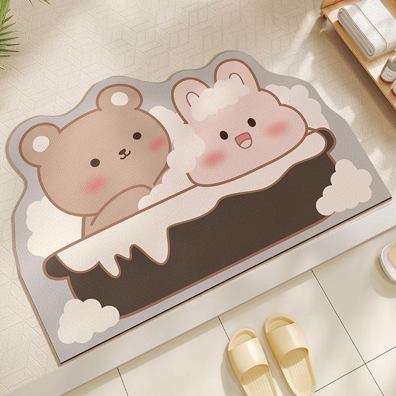 

Мультяшна пара, що чистить зуби, Маленький кролик, Ванна кімната, Вологопоглинаючий килимок для підлоги, Спеціальна форма, Протиковзкий килимок для ванної кімнати, Килимок для підлоги з діатомової землі для дверей ванної кімнати 40 * 60Cm