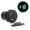 Waterproof Dual USB Phone Charging 4.2A Charger LED Digital Display Voltmeter with 23.6in LineGreen DC12 24V