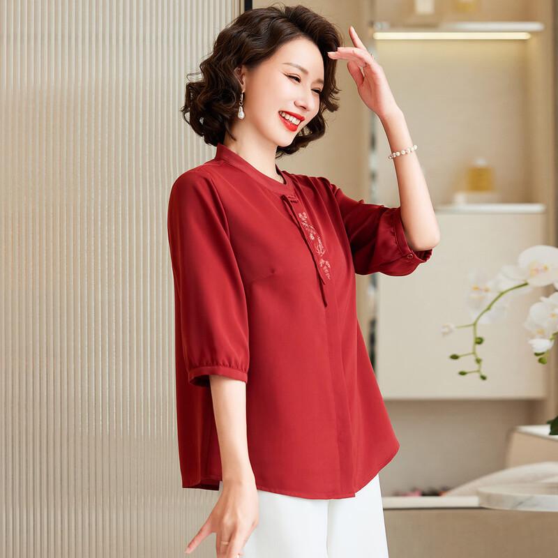 Stylish Short-Sleeve Top for Middle-Aged Women