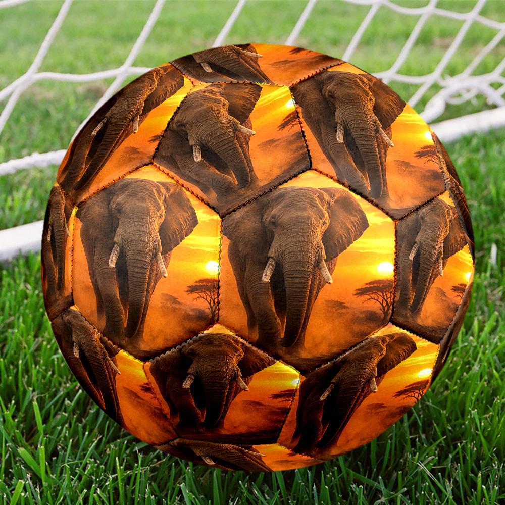1pc Elephant Sunset Size 5 Soccer Ball Professional Match Training Football Indoor &Outdoor Sports Ball Lightweight Durable c6538