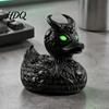 Stilvolle Geschenke für Gothic-Liebhaber Gotischer Teufel Schädel Ente Ornament Mattschwarze Harzfigur Ranken Reliefkunst Horror Grüne Augen Dekorationsornament