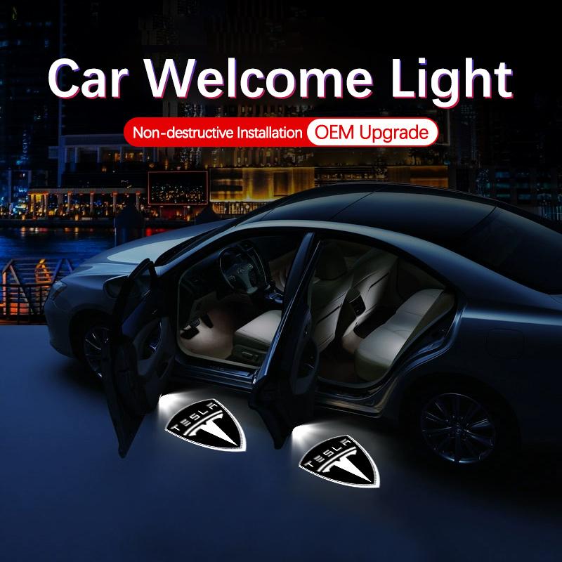 LED Lights Car Door Ghost Shadow Atmosphere Lamp Projector Decoration For Tesla Model S Model X Model 3 Model Y