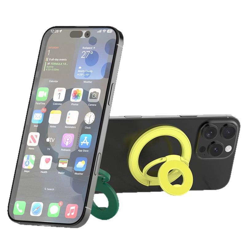 Magnetic Magsafe Phone Holder: Double Ring Stand with Strong Grip for Desktop & Finger Use