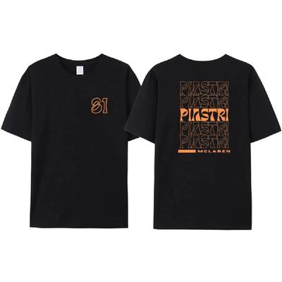 2024 Nova Camiseta de Corrida Masculina de 81 Letras Algodão F-1 Oscar Piastri 81 Estampa F Corrida 1 Fã Feminina Harajuku Piastri 81 Camiseta Casual