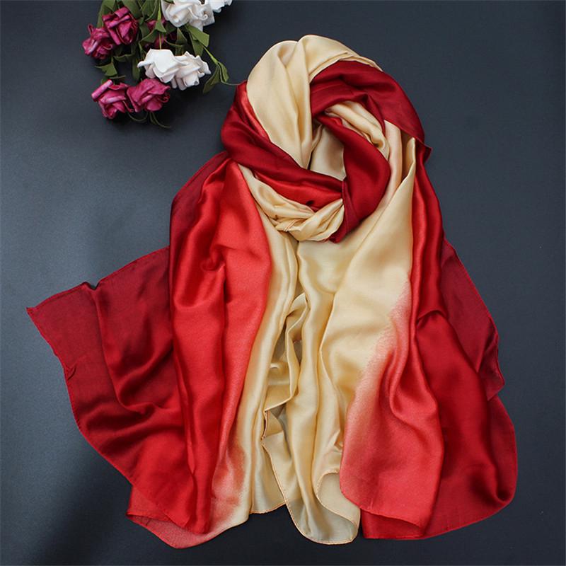 LaMaxPa 2019 New Soft Women Gradient Silk Scarf Autumn Winter Long Bandana Shawls and Wraps Female Hijab Luxury Echarpe Pashmina