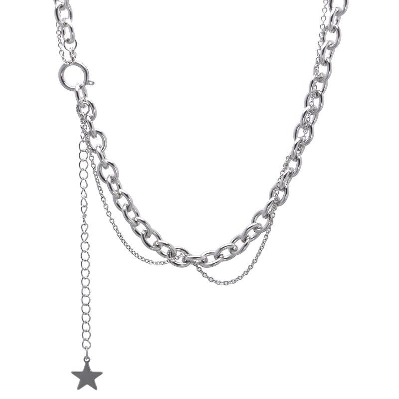 Star Stacked Belt Pendant Titanium Steel Necklace ins Terroir Cool Bouncing Collarbone Chain Sweater Chain Pendant Accessories Women