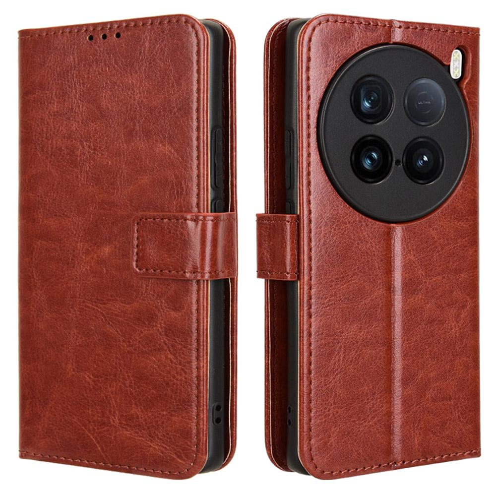 For vivo X100 Ultra 5G Protective Case Leather Wallet Phone Cover Crazy Horse Texture