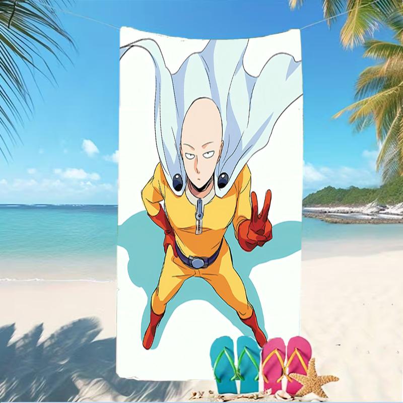 Beach Towel with One Punch Man Saitama Pattern - soft,absorbent,machine washable Lightweight&Modern,swimming,Travel Essentials