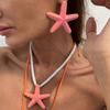Holiday Style Metal Color Starfish Pendant Necklace Female, Beach Personality Star Thick Rope Necklace