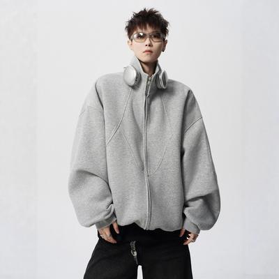 Cardigan Sweater Men's Casual Sports Jacket with Irregular Stand-up Collar In Autumn