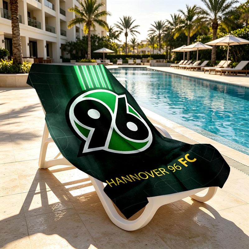 Hannover 96 Football Print Beach Towel Design, Soft, Lightweight. for Home Bathroom, Spa, Pool, Yoga, Surfing, Camping, Gift for Family, Friend
