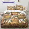Retro Oil Painting Animals Pattern Bedding,Quilt Set Quilt Cover Pillowcase Home Birthday Gift (1 * Duvet Cover + 2 * Pillowcase, Without Core)