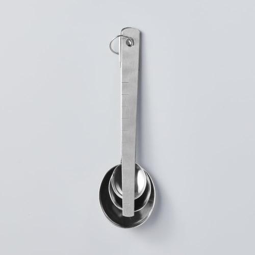 Kai Corporation KAI Stainless Steel Measuring Spoons, Set of 3 (Tablespoon, Teaspoon, 1/2 Teaspoon), Thin, with Spatula, Dishwasher Safe, Silver, KAI