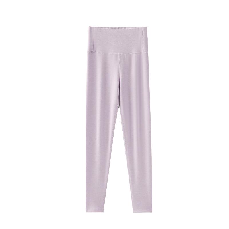 Women's High Waist Fleece-Lined Stretchy Warm Leggings - Acrylic Antibacterial, Slim Fit, Thickened for Autumn