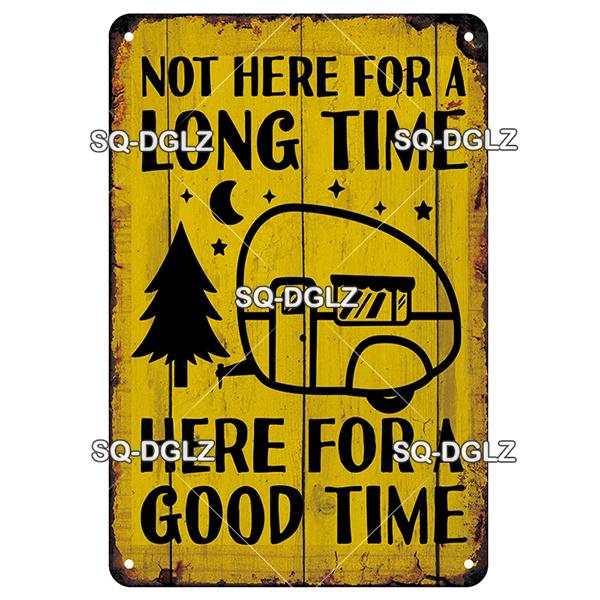 SQ-DGLZ Vintage Camping Rules Relax Metal Sign Plate Tin Sign Plate Home Bar Door Wall Decor Sticker Decoration Plaque Poster