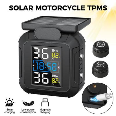 Temperaturalarm Solarenergie Echtzeit Motorrad TPMS Mit 2 Externen Sensoren Moto Reifen Alarmsysteme MT20 Reifendrucküberwachungssystem