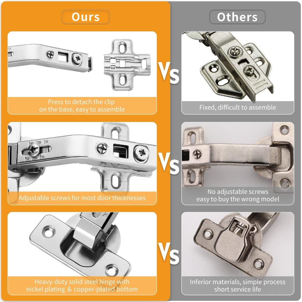 2pcs Hydraulic Cabinet Hinges Stainless Steel Cabinet Hardware Lazy Susan Hinge Cupboard