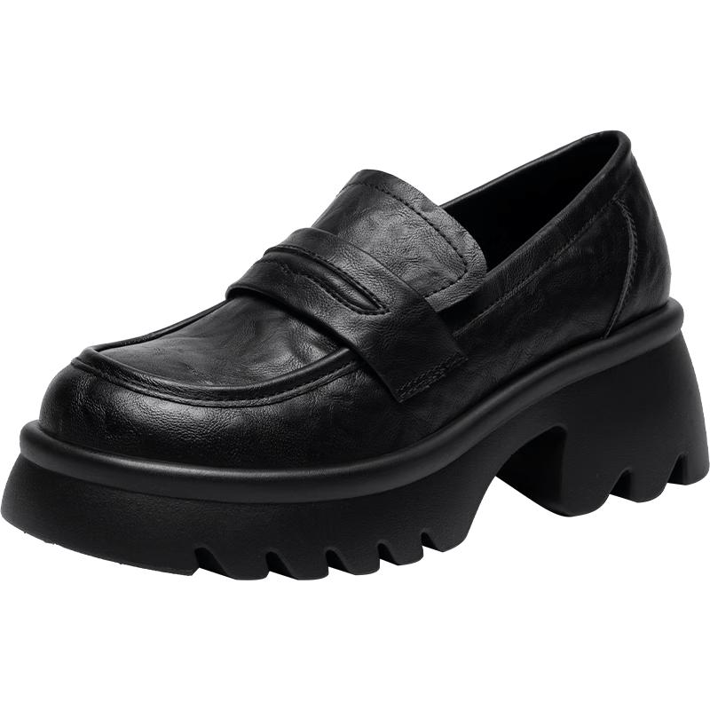 ZHR Women s Vintage British Style Thick-Heel Loafers EU 38