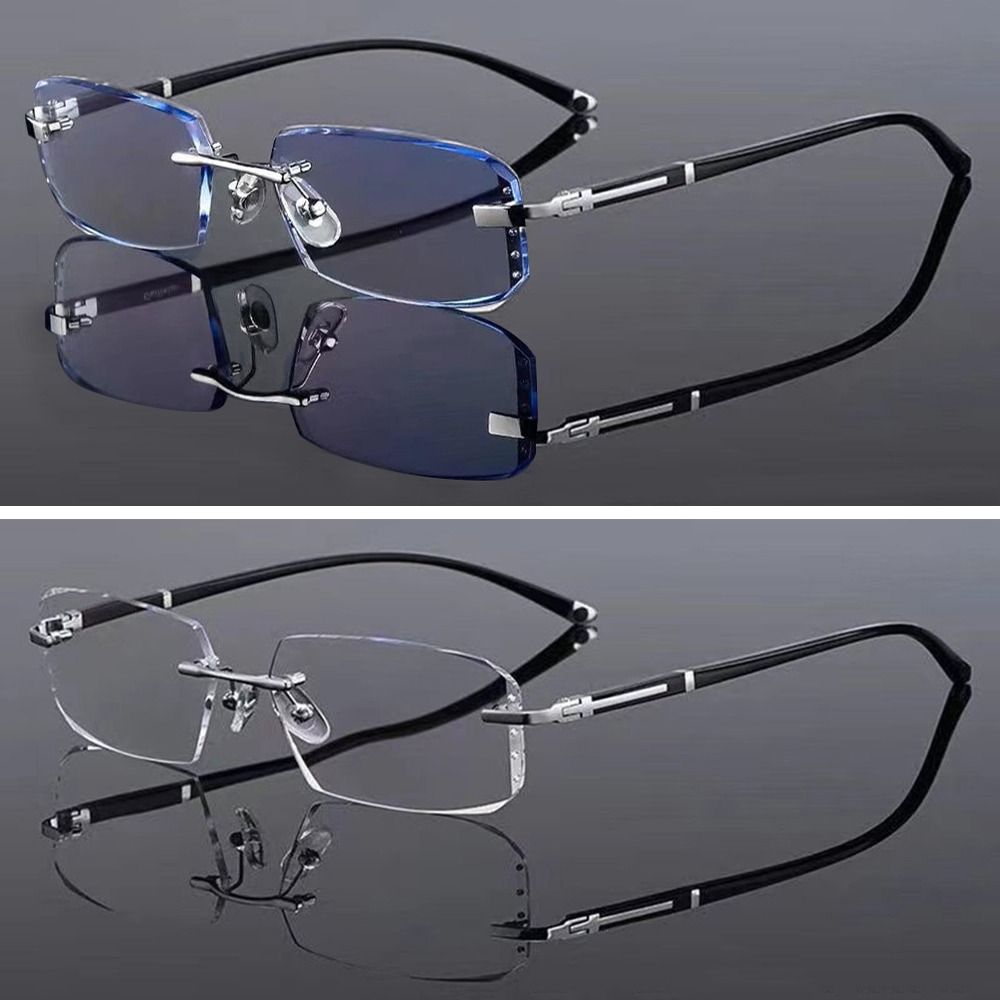 Rimless Cut Edge Anti-Blue Light Reading Glasses Eye Protection Optical Eyewear  Office