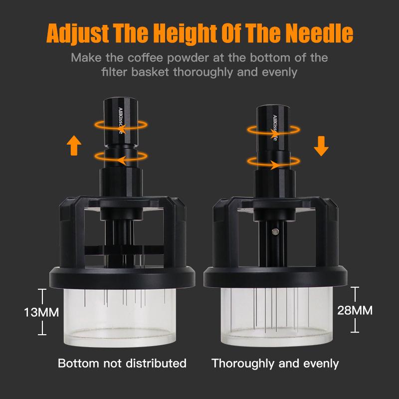 ALIKISSCAFE WDT Tools Espresso Stirrer Needle Distributor Magnetic 51mm 54mm 58mm Adjustable Depth Barista Tool Coffee Accessory