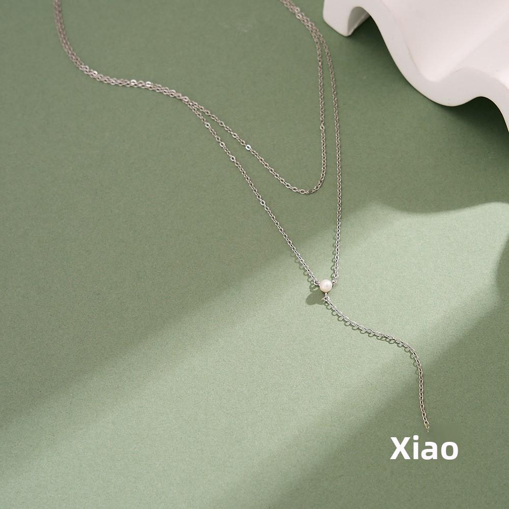 Influencer-style Versatile Minimalist Tassel Star Clavicle Pendant Y-shaped Classic Womens Choker Necklace Bamboo S925 Silver