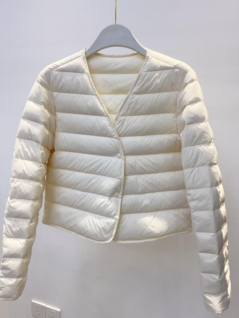 New women's long-sleeved down liner coat with light and thin warm V-neck liner
