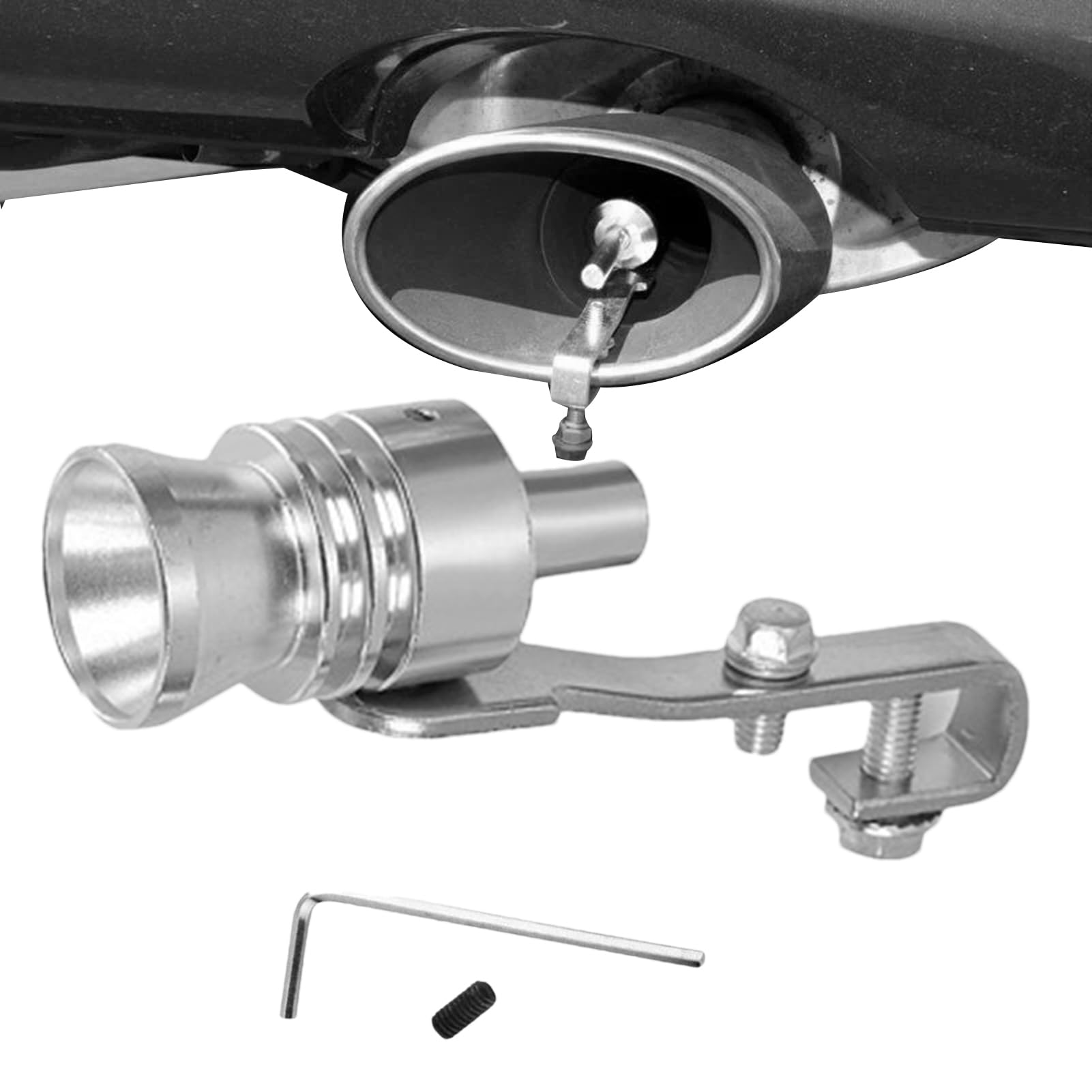 

car turbo sound whistle, aluminum alloy general car turbo pipe muffler, turbo sound exhaust muffler pipe whistle, valve simulator whistle l серебряный