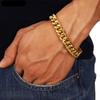 Men’s 18K Gold Cuban Link Bracelet: Trendy, Smooth, Shiny, Hip-Hop Inspired for Street Dance