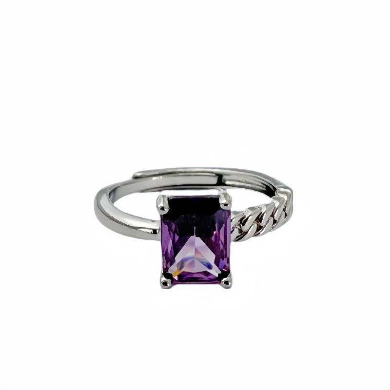 Niche Design Open Ring Women'S Purple Zircon Series High-End Sense Ring Combination Stacked Index Finger Ring