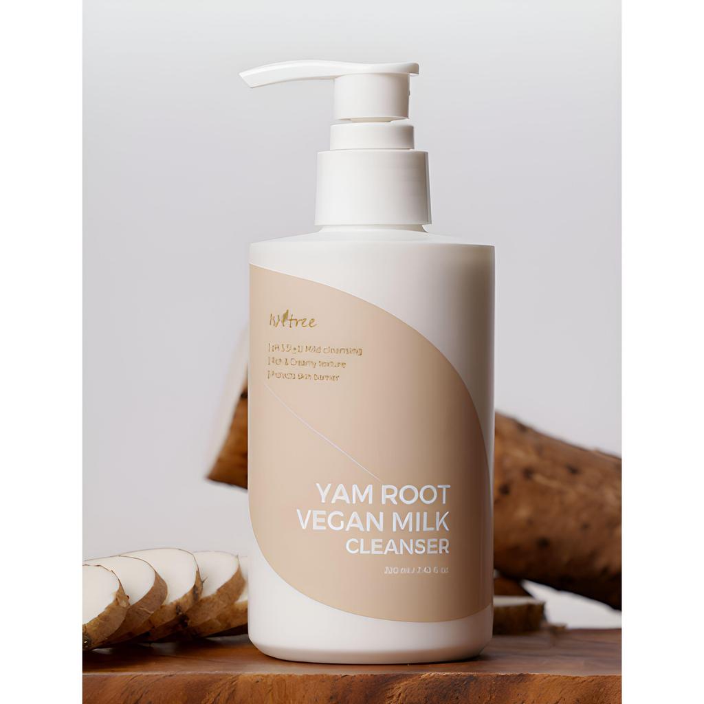 Isntree Yam Root Vegan Milk Cleanser Special Set (220ml + 200ml) - NCT Jaemin's Pick | Deep Hydrating Vegan Face Wash Duo
