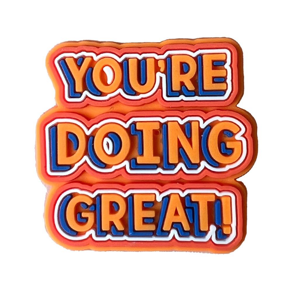 Letter Phrase Series Cartoon Clog Shoe Decorations: Cute PVC Flowers & Buckles