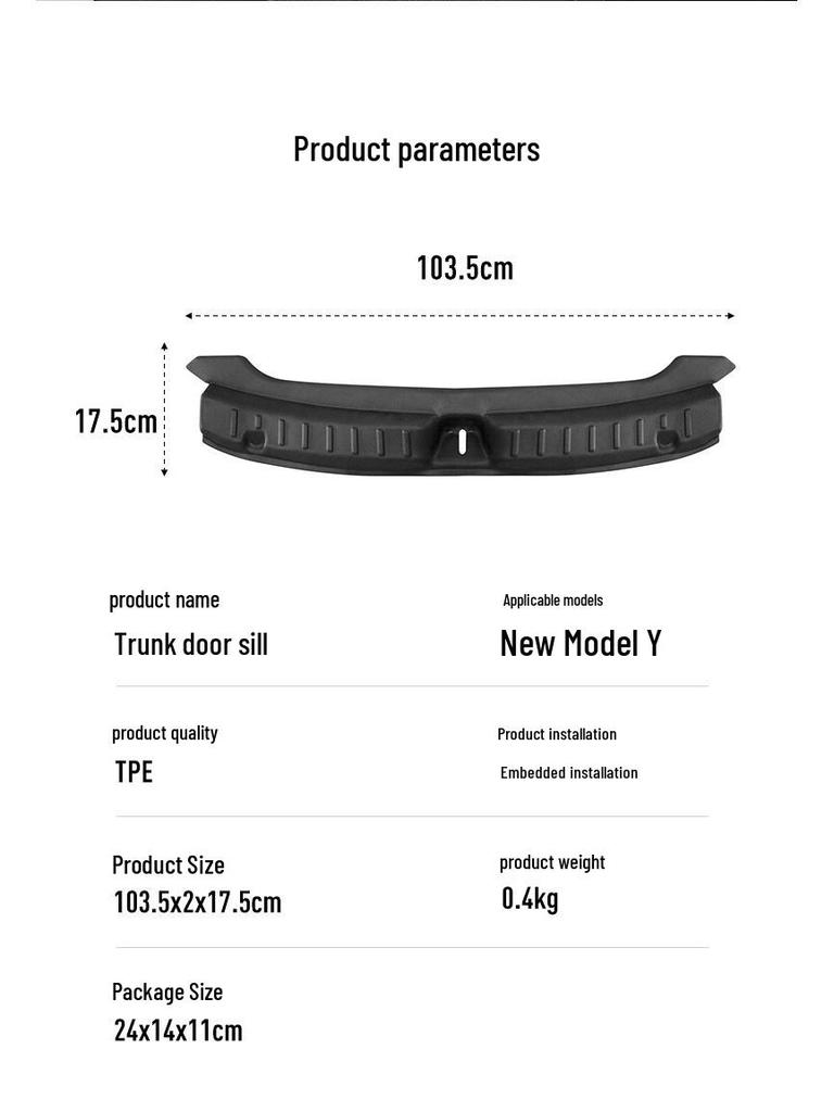 Tesla Model Y (2025) Kratzschutzkappe für hintere Kofferraumschwelle