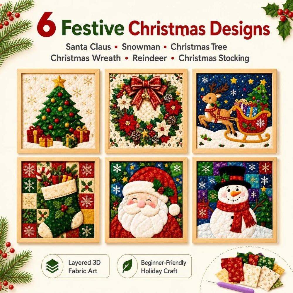 1 Set Cotton Fabric Christmas Fabric Painting Kit Christmas Handmade Art Kit  Holiday Art Activity