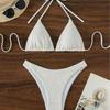 European & American Halter Neck Cutout Bubble Cloth Bikini